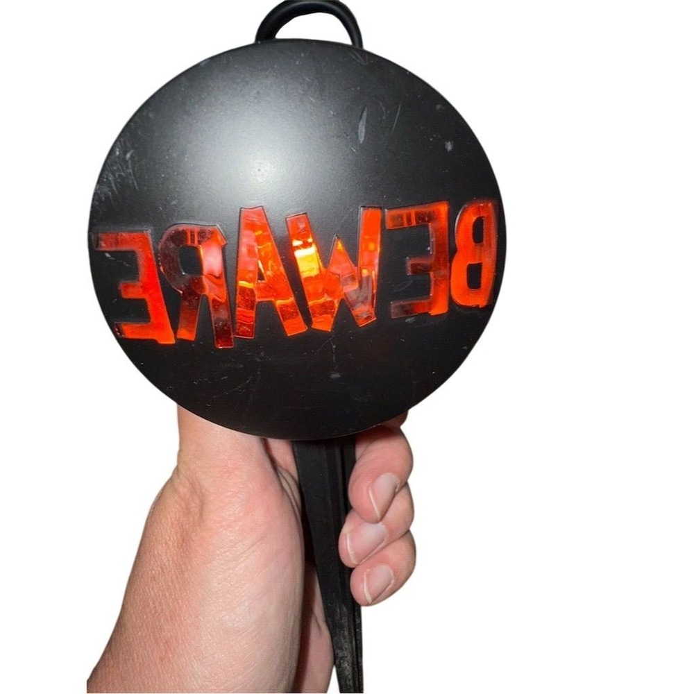 Halloween Light-Up BEWARE Projection Stake Light Red Pathway Marker tested works